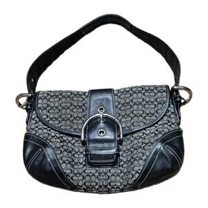 Coach Soho J3J-6818 Mini Signature Flap Bag / Small Flap Shoulder Bag Black Gray